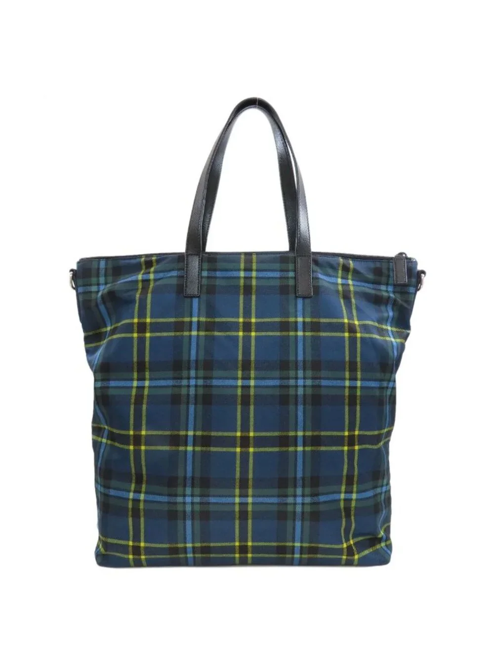 Prada Plaid 2-Way Tote Bag Nylon